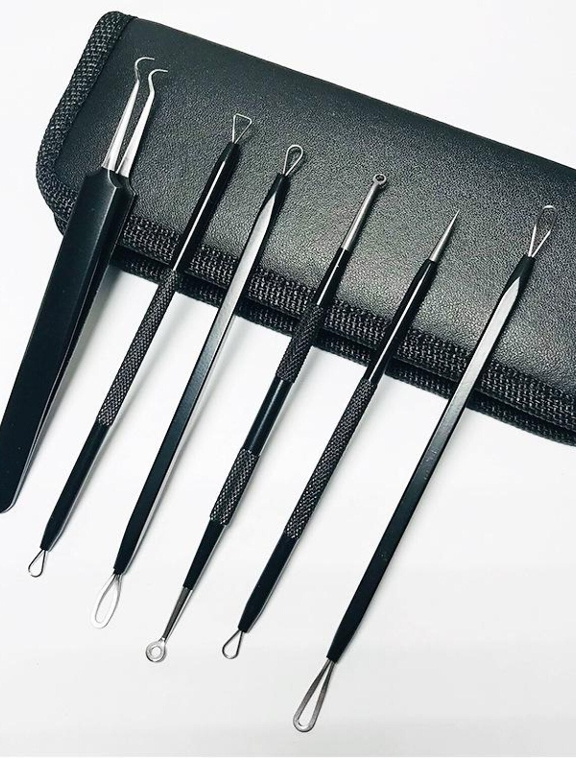 Pimple Popper Tool Kit 6 Pcs Blackhead Remover Acne Needle Tools Set Removing Treatment Comedone Whitehead Popping Zit for Nose Face Skin Blemish Extractor Tool - Silver