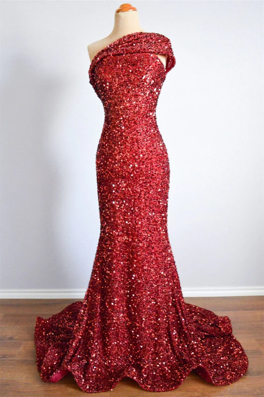 Mermaid One Shoulder Long Sequins Formal Dress