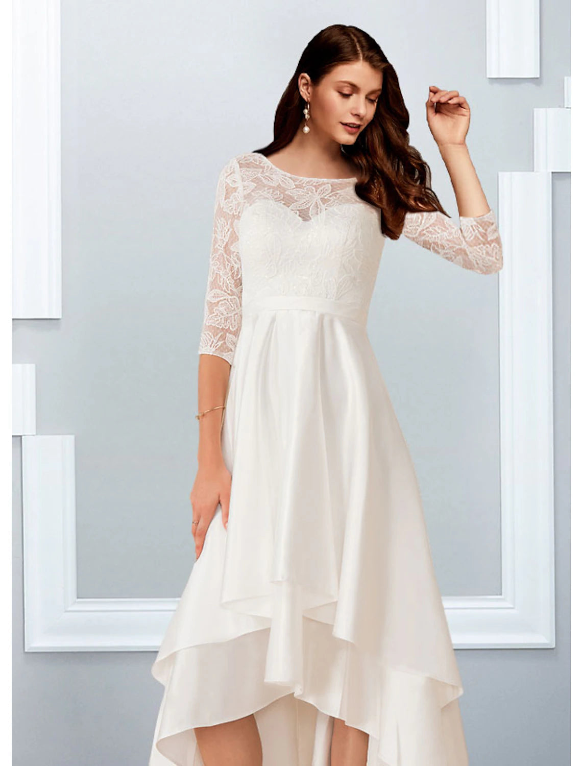Reception Little White Dresses Wedding Dresses A-Line Illusion Neck Ha BL Dress Reception Little White Dresses Wedding Dresses A-Line Illusion Neck Ha BL Dress