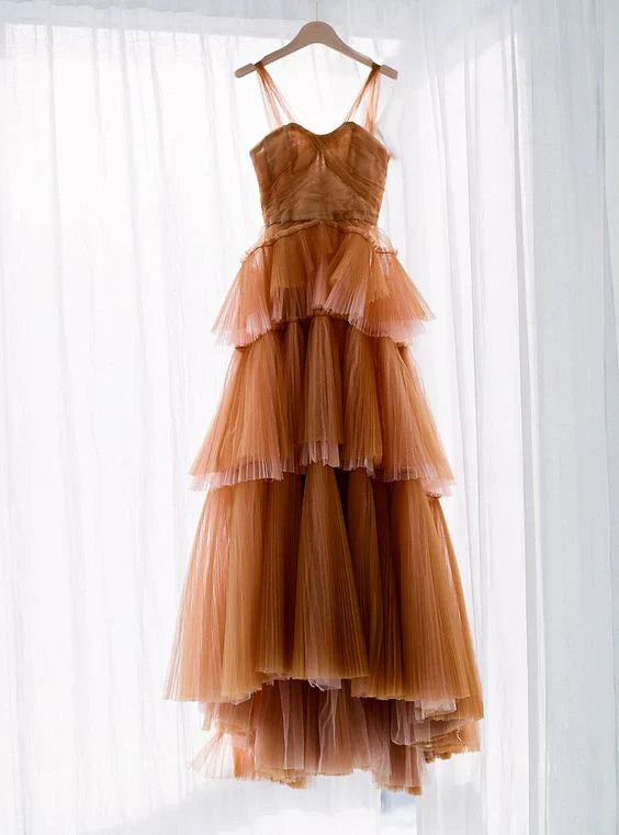 A Line Tulle Long Prom Dress Evening Dress