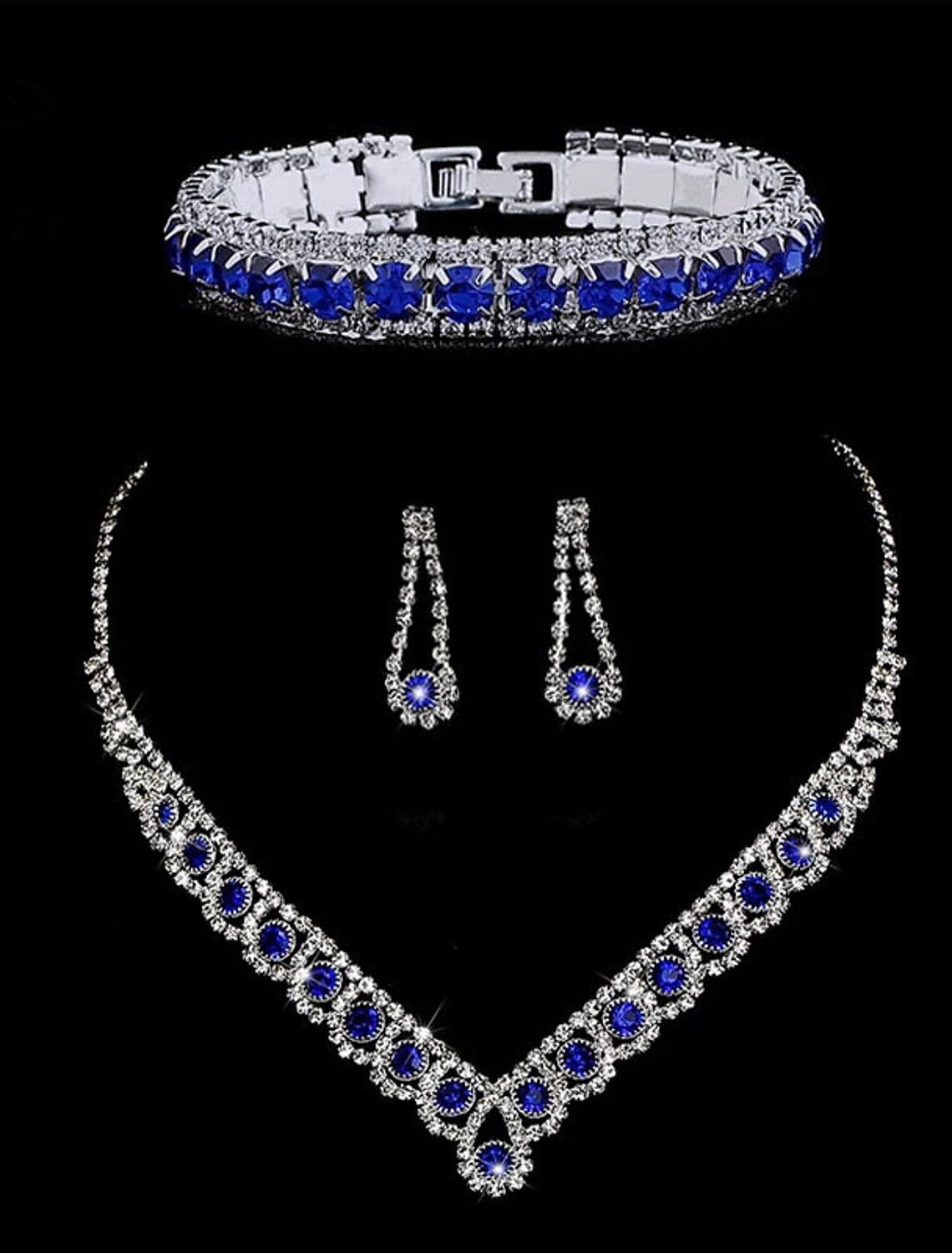 Bridal Jewelry Sets Three-piece Suit Rhinestone 1 Necklace 1 Bracelet Earrings Women's Natural Fashion European Cool Vintage Style Precious Geometric Jewelry Set For Party Wedding Gift / Daily