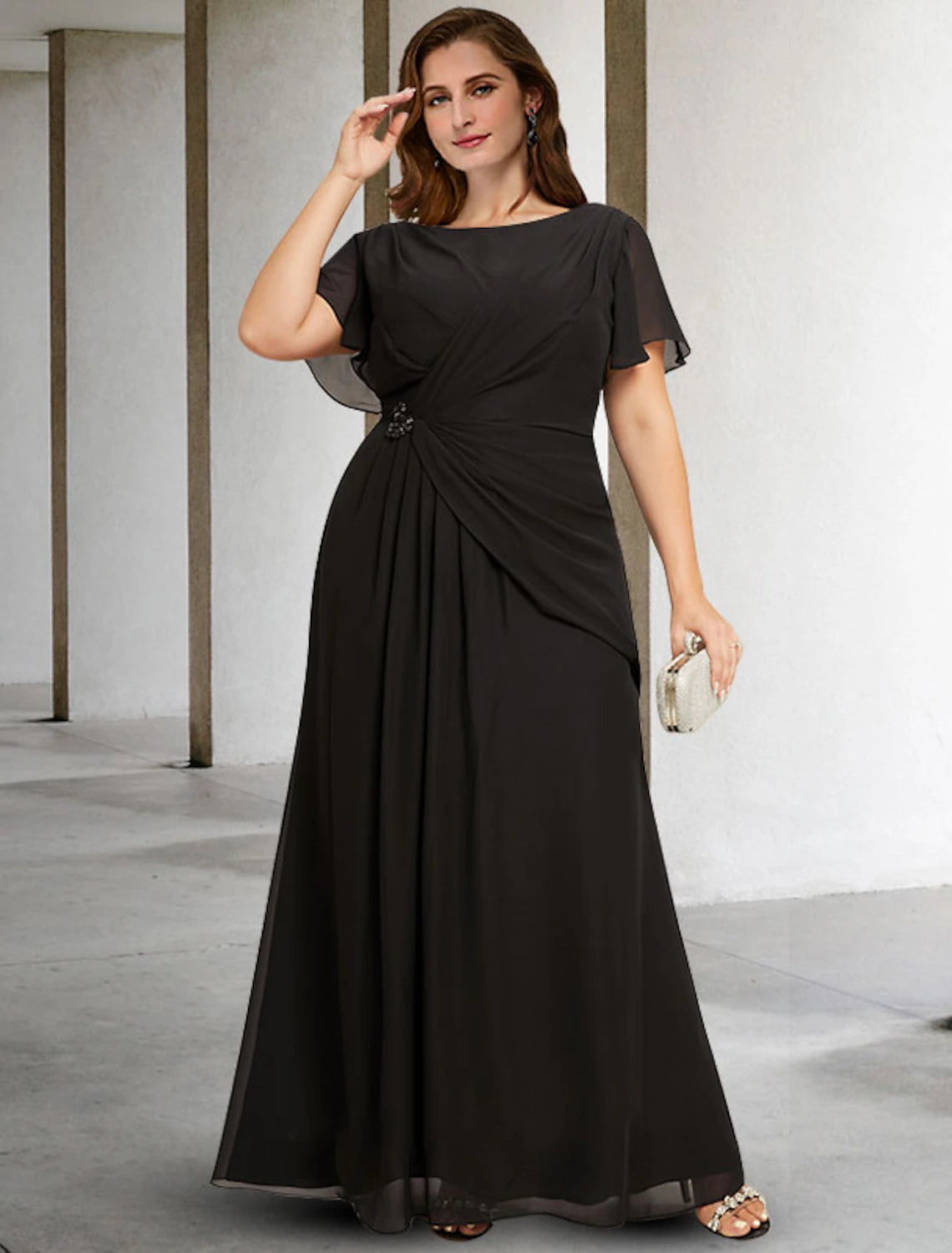 A-Line Plus Size Curve Mother of the Bride Dresses Elegant Cape Dress – BL Dress