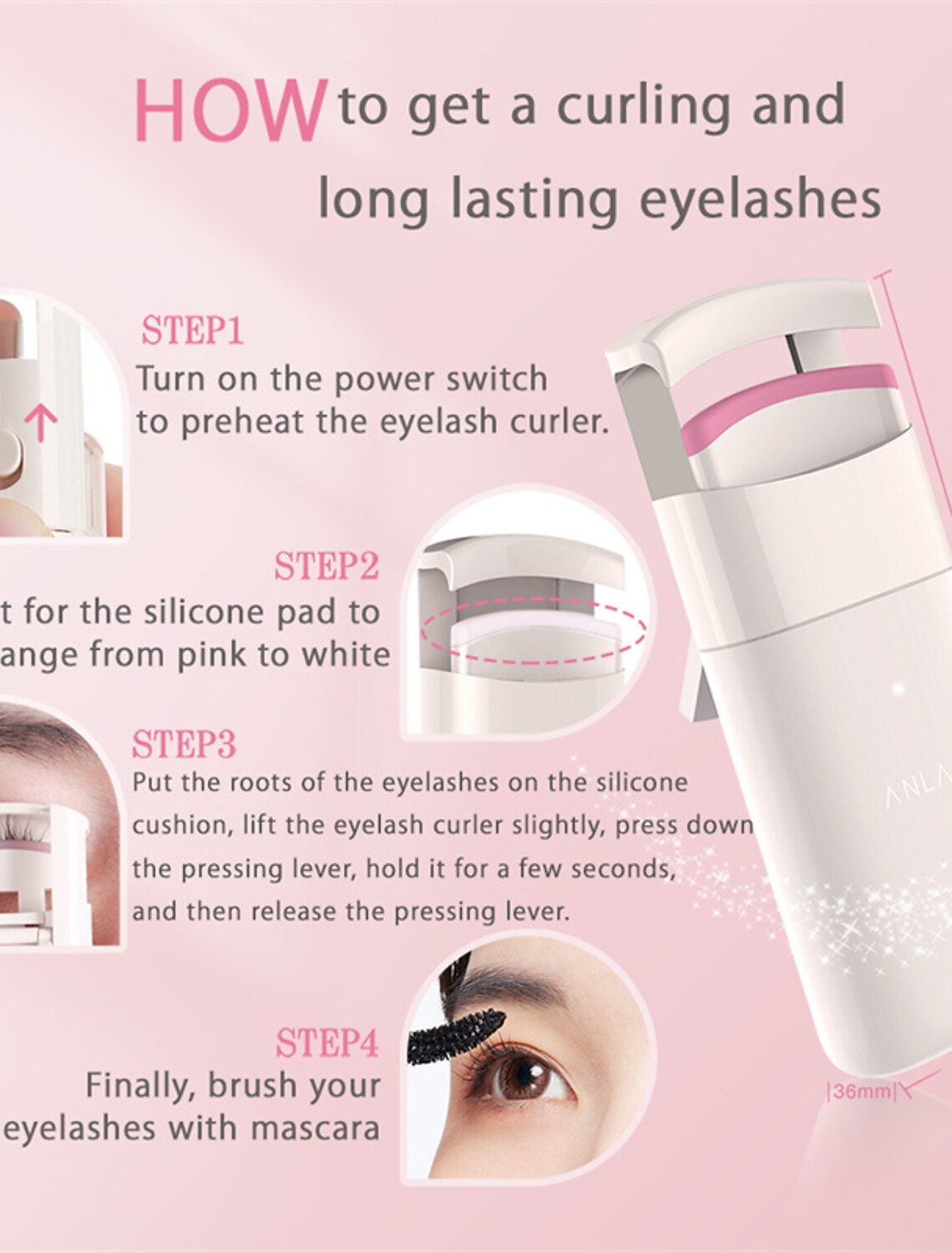 Elektrisch beheizte Wimpernzange, lang anhaltende Locke, elektrische Wimperndauerwelle, Wimpernclip, Wimpernzange, Gerät, Make-up-Tools