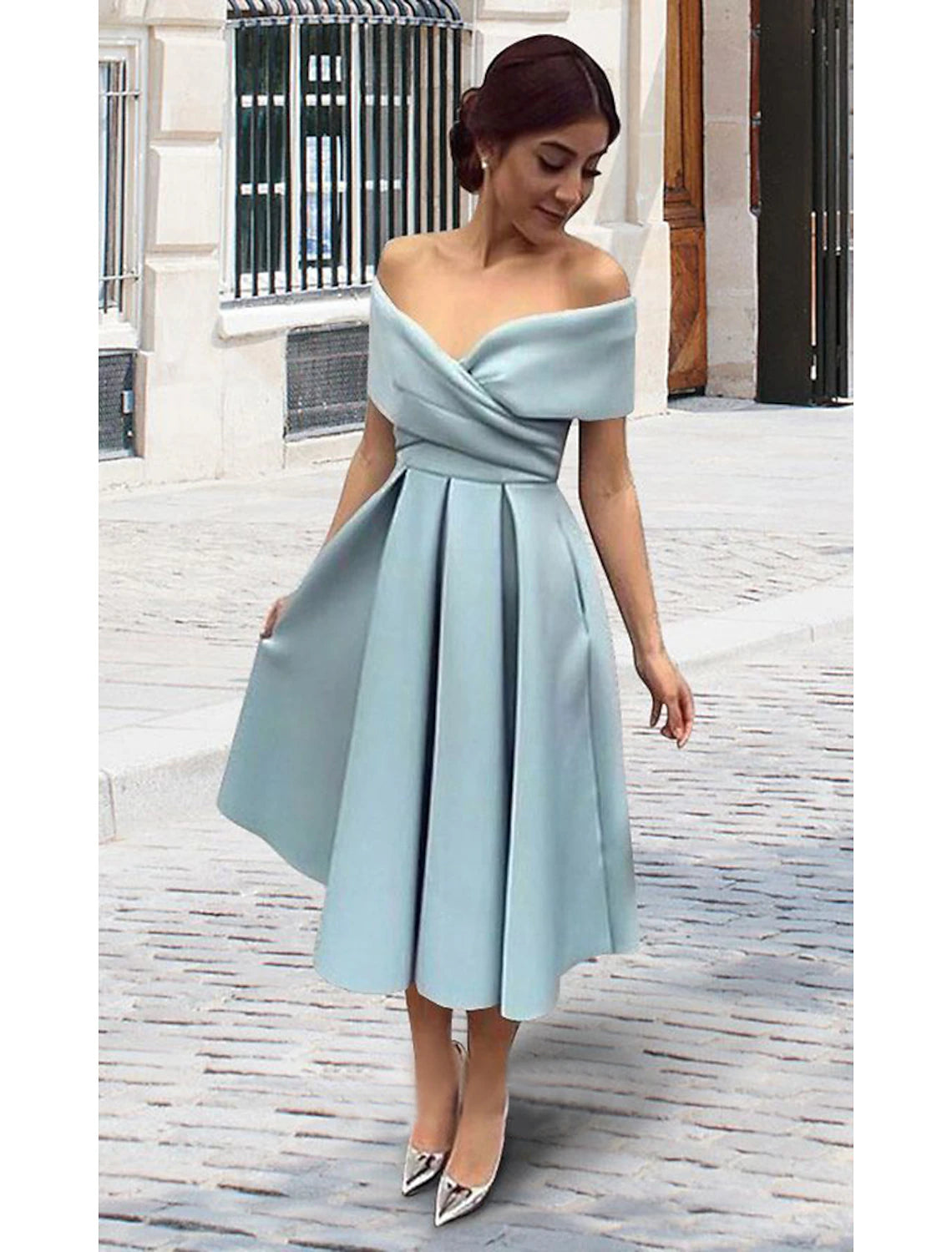 A-Line Cocktail Dresses 1950s Dress Wedding Guest Tea Length Short Sle – BL Dress