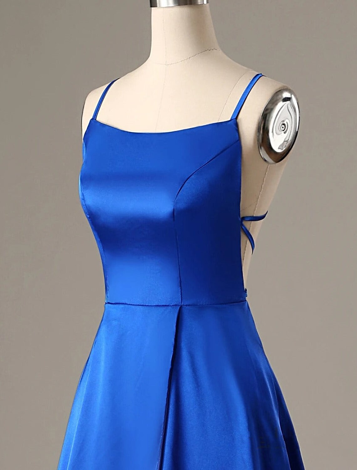 A-Line Evening Gown Sexy Dress Formal Sweep / Brush Train Sleeveless Spaghetti Strap Charmeuse with Slit