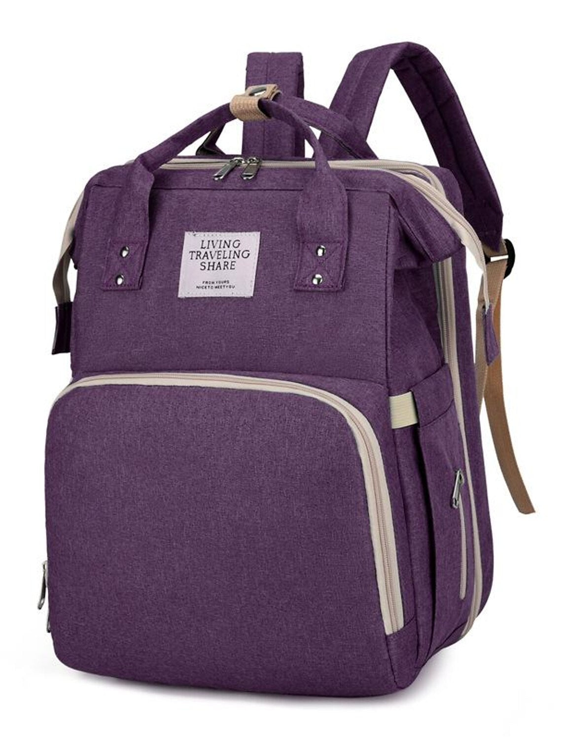 Men's Women's Diaper Bag Functional Backpack Traveling Solid Color Nylon Large Capacity Zipper Black Pink Blue