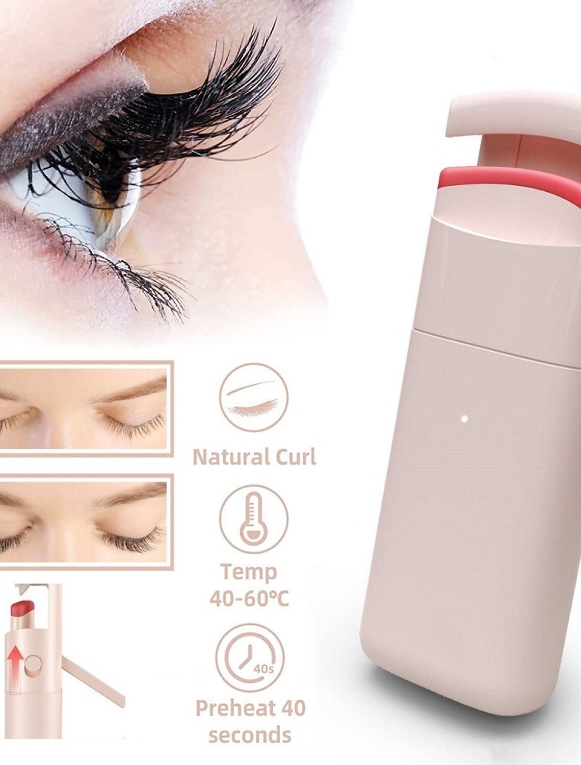Elektrisch beheizte Wimpernzange, lang anhaltende Locke, elektrische Wimperndauerwelle, Wimpernclip, Wimpernzange, Gerät, Make-up-Tools