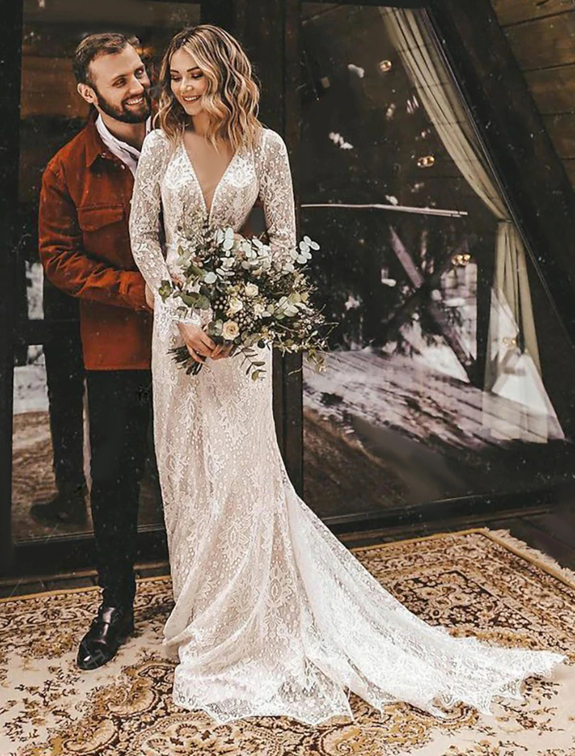 A-Line Fall Wedding Dresses Ankle Length Vintage Little White Dresses – BL Dress