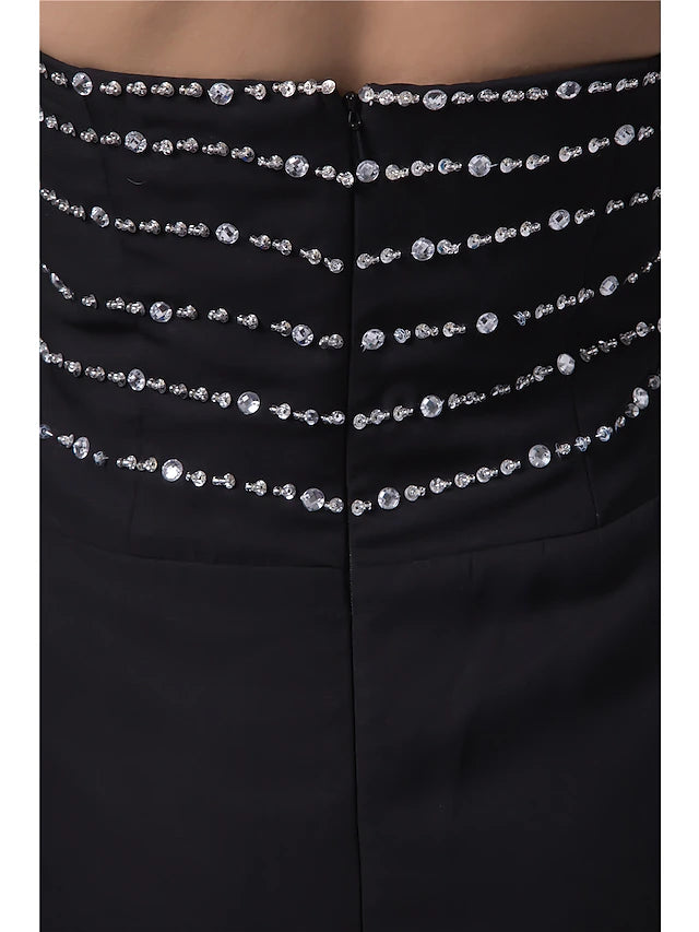 Meerjungfrau/Trompete Abendkleid Sexy Kleid Formeller Abend Hofschleppe Ärmellos Herzausschnitt Chiffon mit Perlenbesatz Schlitz