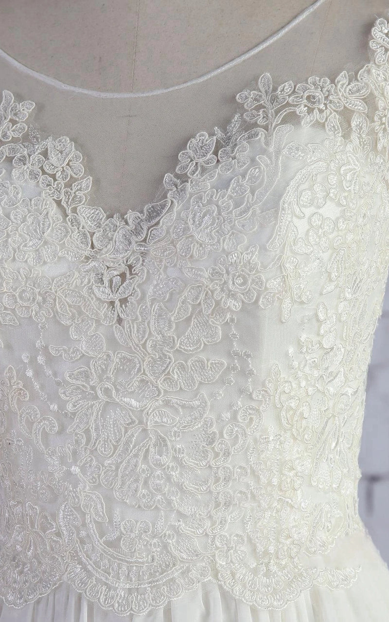 A-Line Chiffon Wedding Dress With Lace Bodice