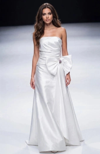 Elegant Mermaid Strapless Straight Neck Open Back Floor Length Wedding Dress