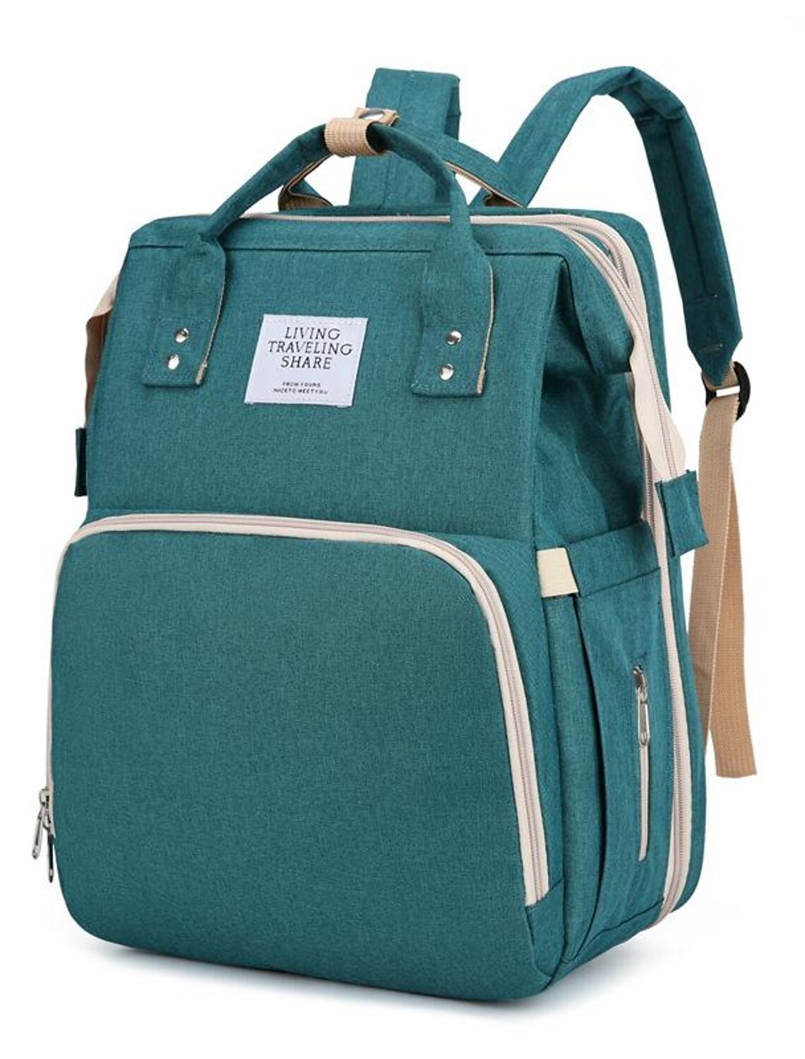 Men's Women's Diaper Bag Functional Backpack Traveling Solid Color Nylon Large Capacity Zipper Black Pink Blue