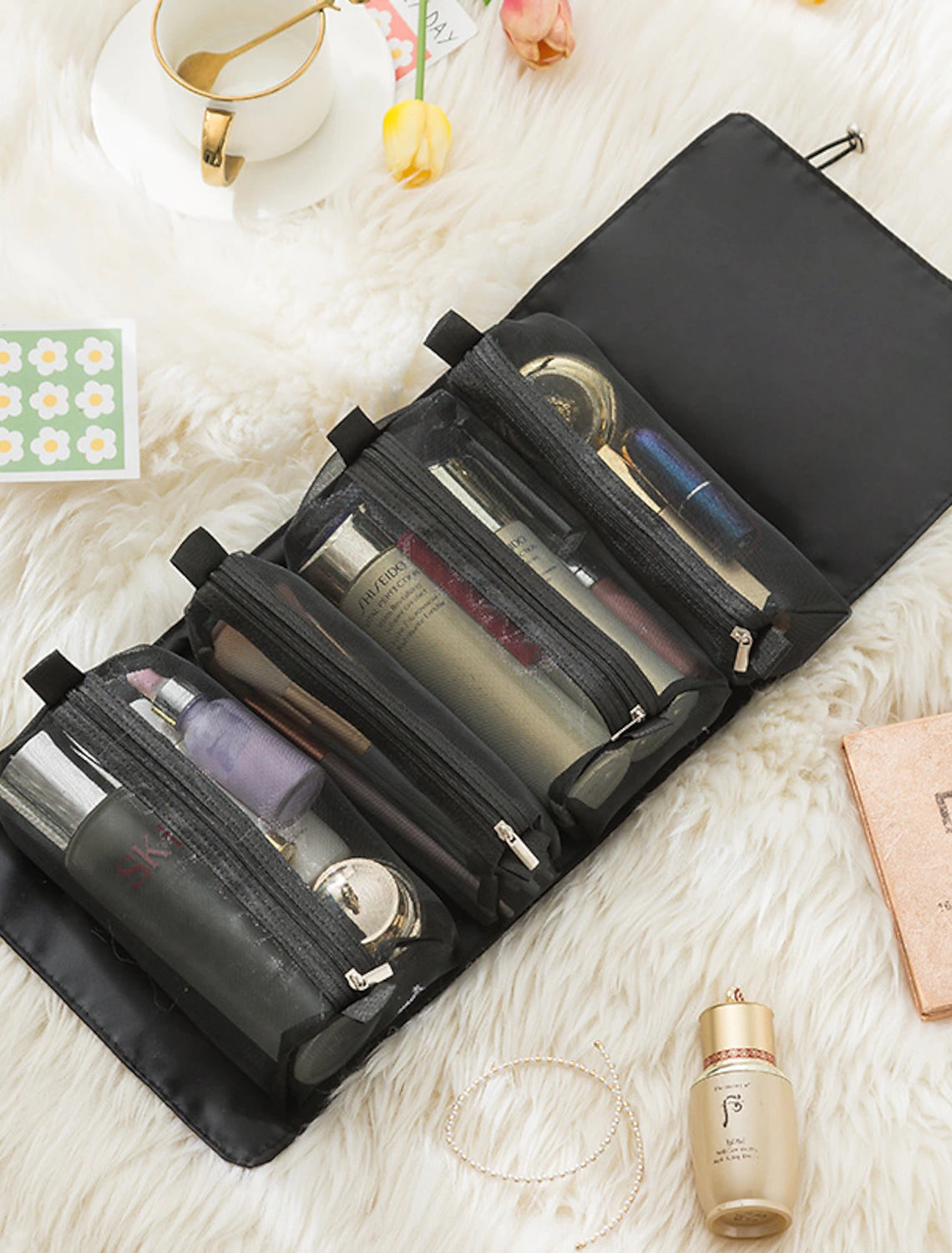 Travel Cosmetic Bag Foldable Makeup Organzier Portable Versatile Toiletry Wash Bag