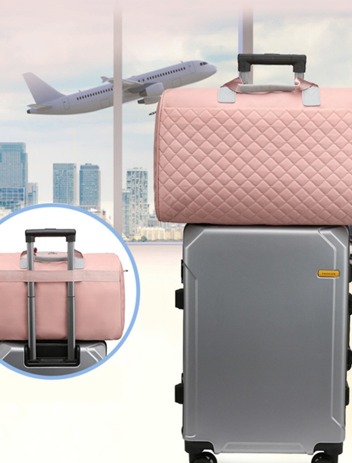 Men's Women's Tote Shoulder Bag Oxford Cloth Holiday Beach Zipper Adjustable Large Capacity Waterproof Solid Color Black Light Green Pink