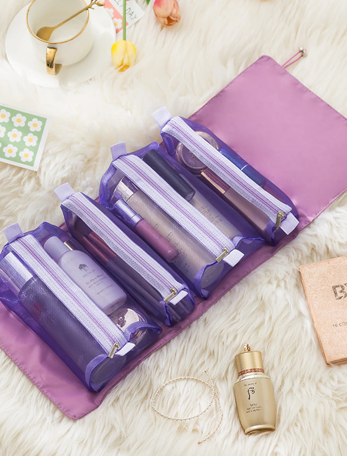 Travel Cosmetic Bag Foldable Makeup Organzier Portable Versatile Toiletry Wash Bag