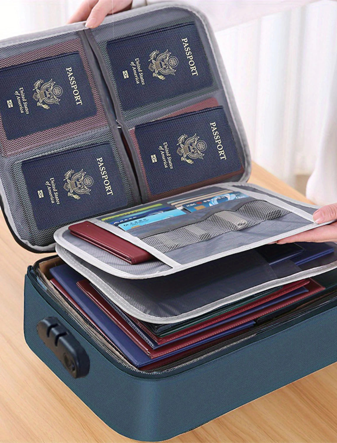 Document Storage Bag Box Home Family Certificate Explosion Important Documents Multi-Functional Passport Box Oxford Cloth Finishing Bag