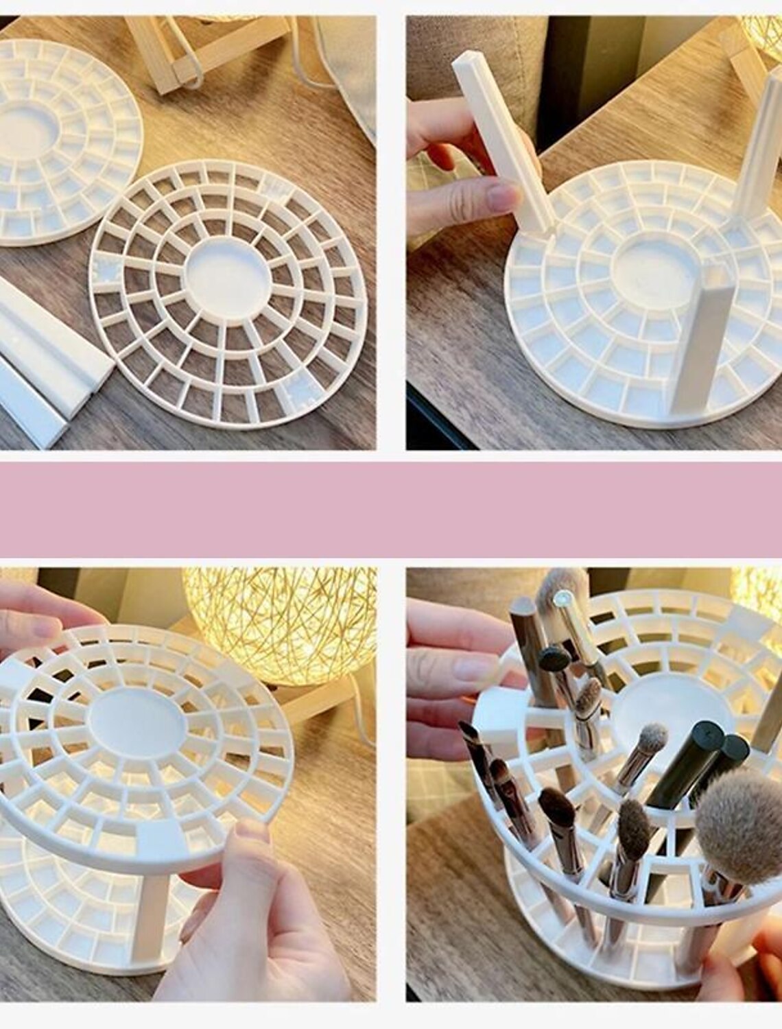 Makeup Brush Storage Rack Porous Pen Holder 49 Grids Large-Capacity Round Pen Holder Plastic Brush Holder Storage Holder