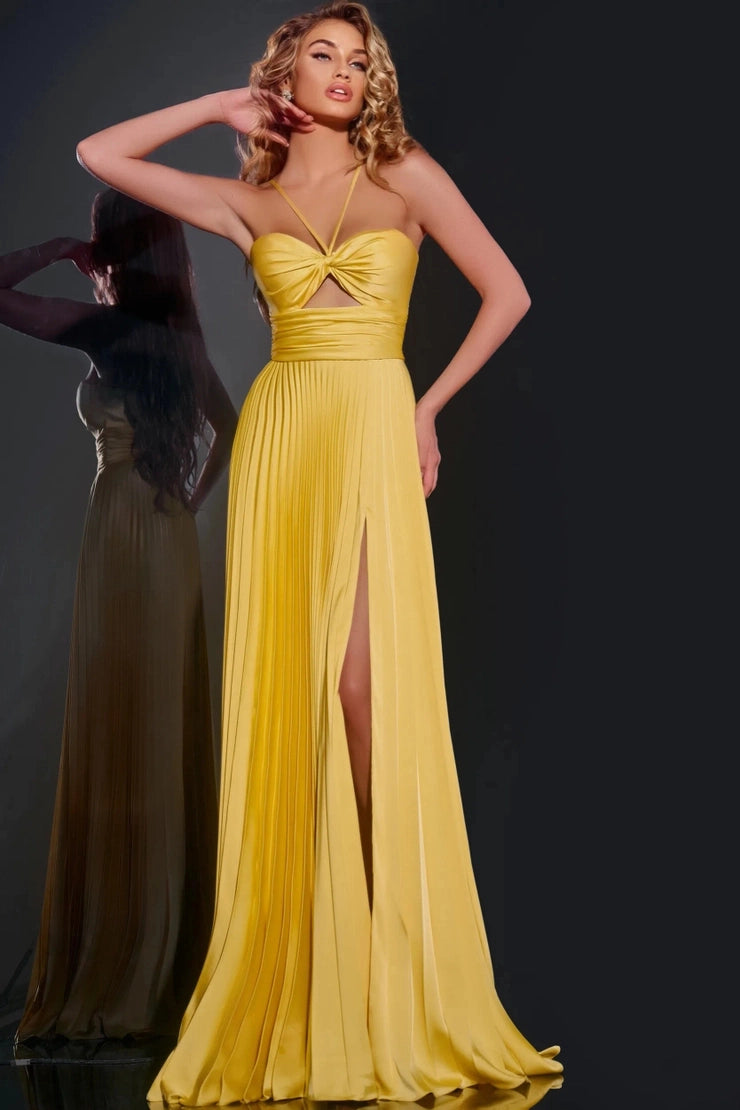Bright A-Line Halter Sleeveless Open Back Long Prom Dress