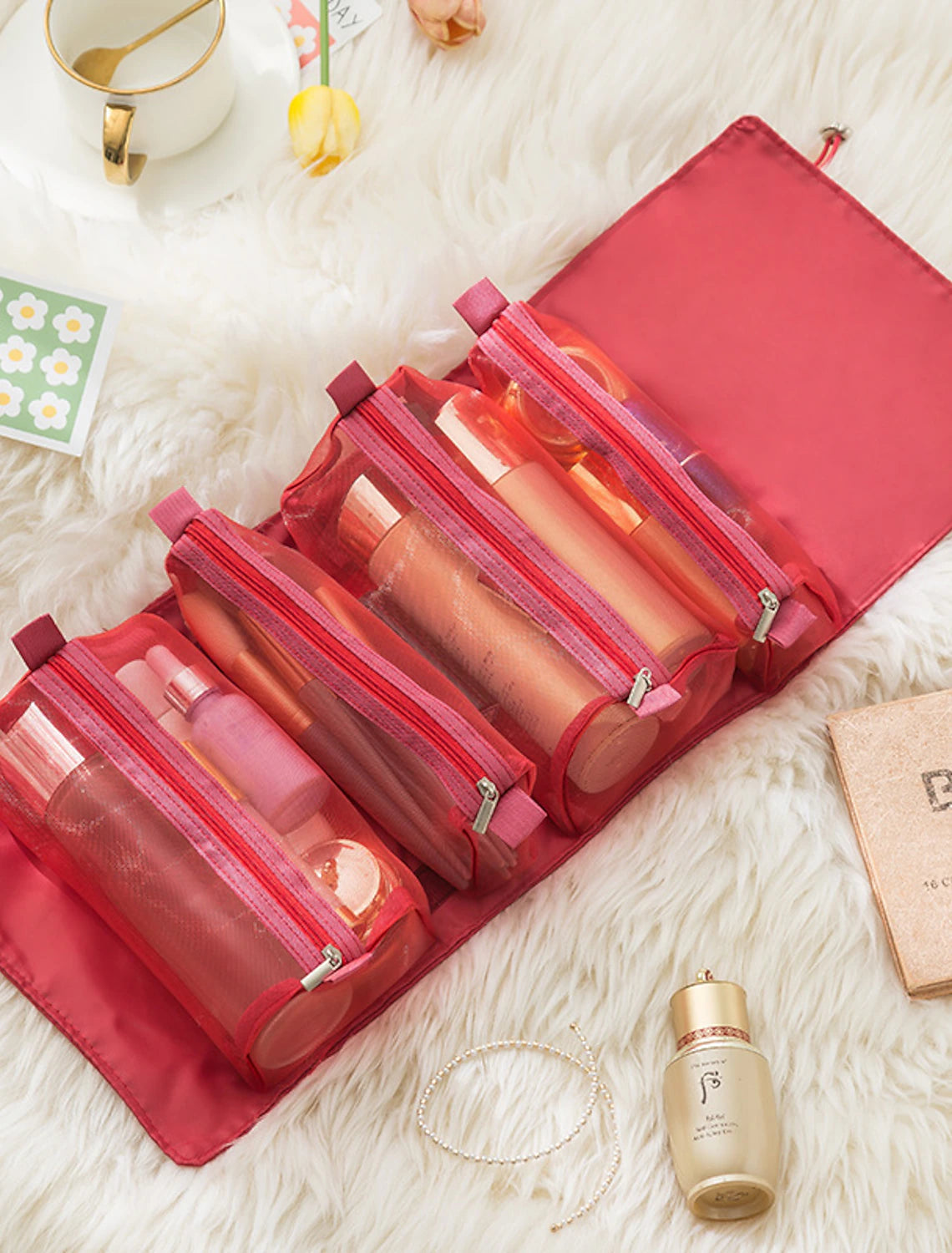 Travel Cosmetic Bag Foldable Makeup Organzier Portable Versatile Toiletry Wash Bag