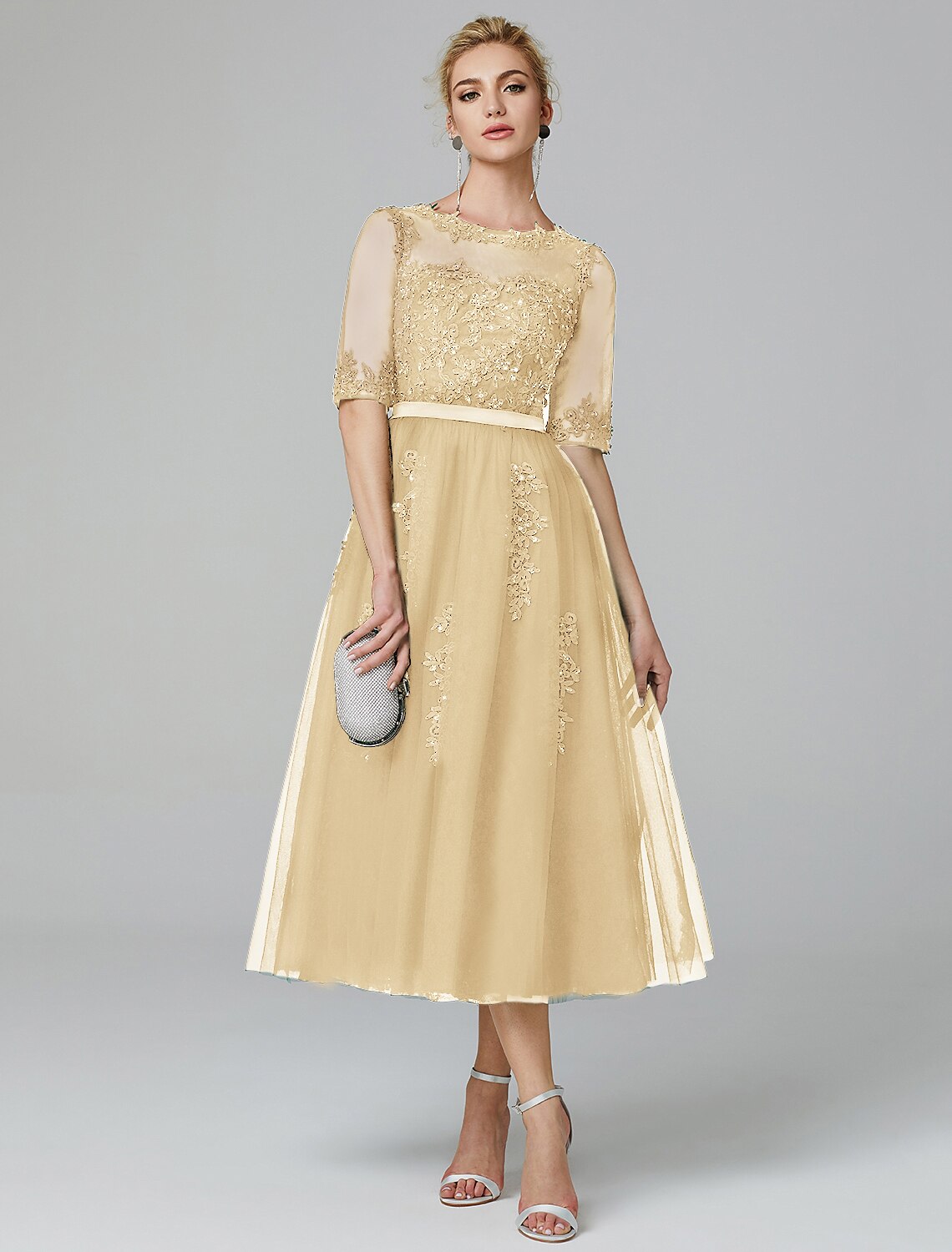 A-Linien-Cocktailkleid, Weihnachten, Rot, Grün, Kleid, formeller Abend, Kentucky Derby, knielang, ärmellos, Illusionsausschnitt, Herbst, Hochzeitsgast, Spitze über Tüll mit Pailletten-Applikationen