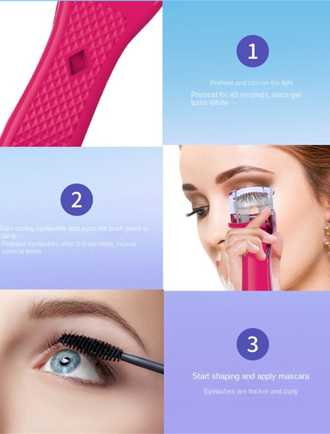 Electric Eyelash Curler Heated Eyelash Curler Mini Rechargeable Hot Eyelash Curler JM02-Eyelash Curler Girls' Makeup Tool