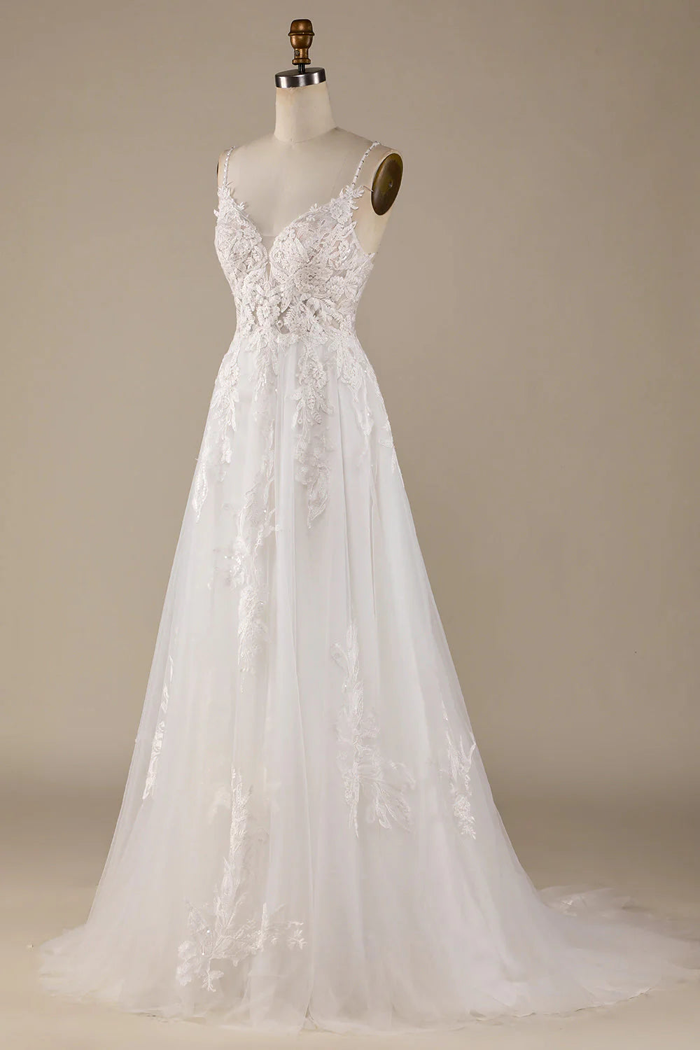 A-Line Tulle Criss-Cross Straps Back Wedding Dress