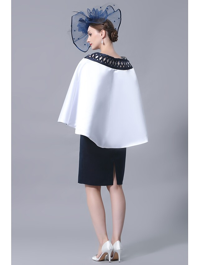 Kleid für die Brautmutter, Übergröße, elegant, Vintage, gerader Ausschnitt, knielang, Satin, ärmellos, mit Schärpenband