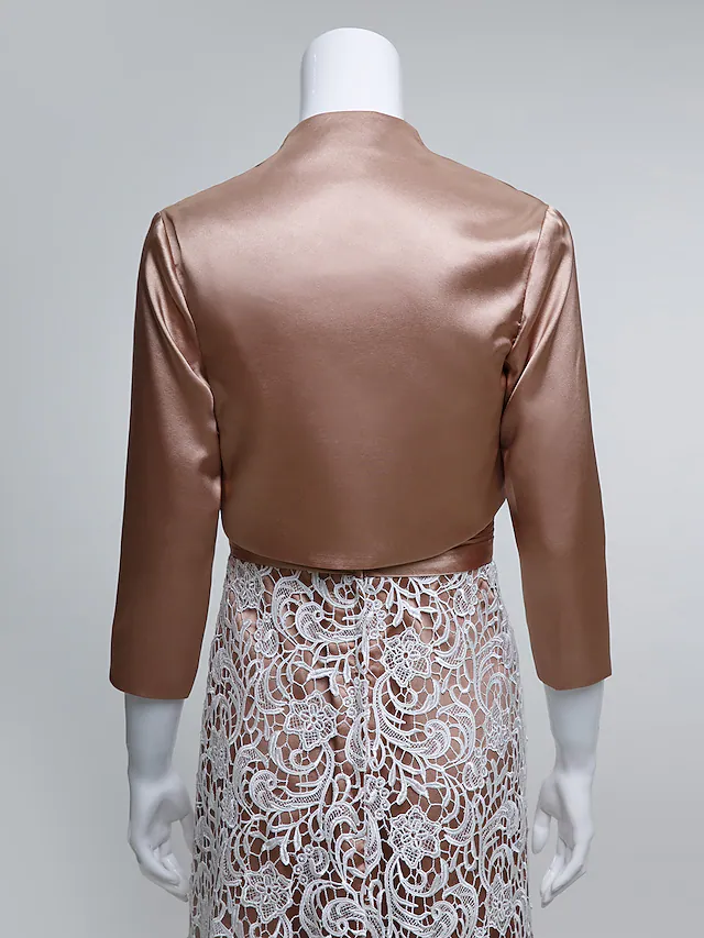 Mother of the Bride Dress Convertible Dress Straps  Lace Charmeuse  Length Sleeve with Lace Ruched