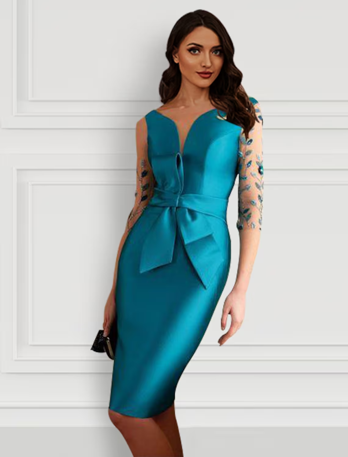 Sheath / Column Cocktail Dresses Open Back Dress Formal Knee Length Ha BL Dress Sheath / Column Cocktail Dresses Open Back Dress Formal Knee Length Ha BL Dress
