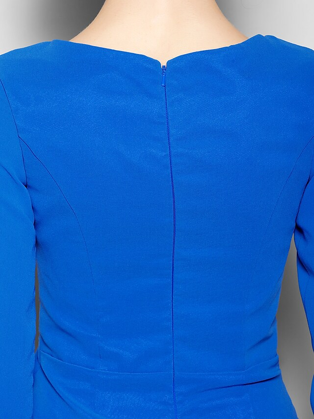 Mother of the Bride Dress Scoop Neck Knee Length Chiffon 3/4 Length Sleeve with Criss Cross