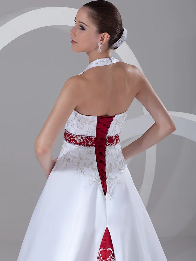 Full length view of the A-Line wedding dress, showcasing its elegant silhouette.