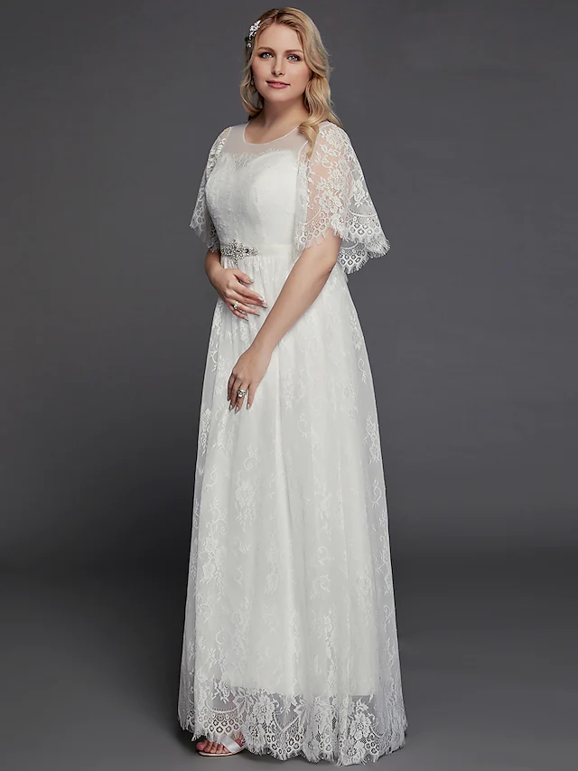 Side view of the elegant A-Line wedding dress, highlighting the graceful silhouette and tulle skirt.