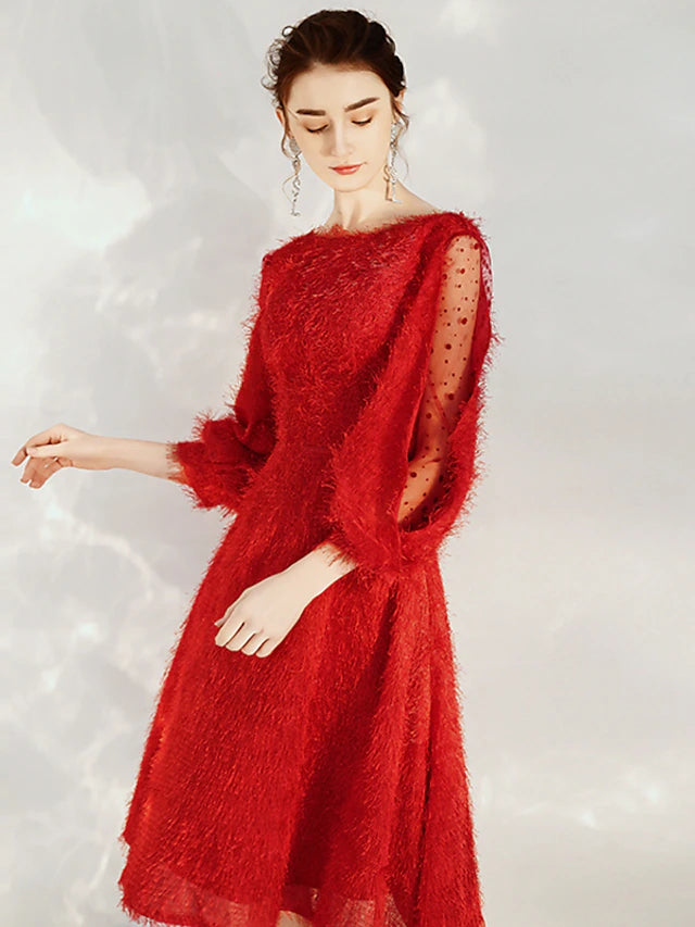 Side view of the A-Line tea length cocktail dress, showing sash detail.