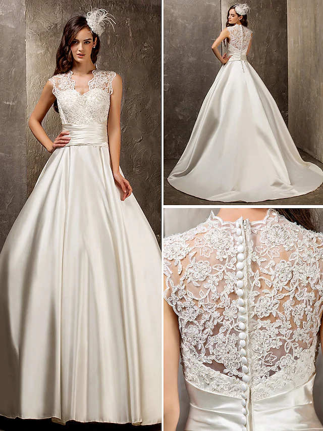 Another angle of the A-Line wedding dress, highlighting the silhouette.