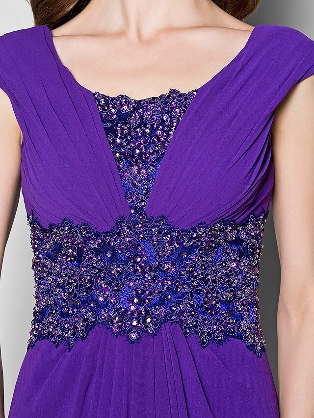 Full length view of A-Line Mother of the Bride dress.
