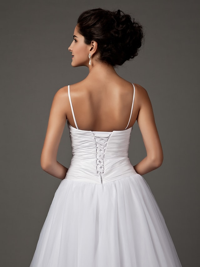 Full length view of the A-Line wedding dress, elegant and flowing.