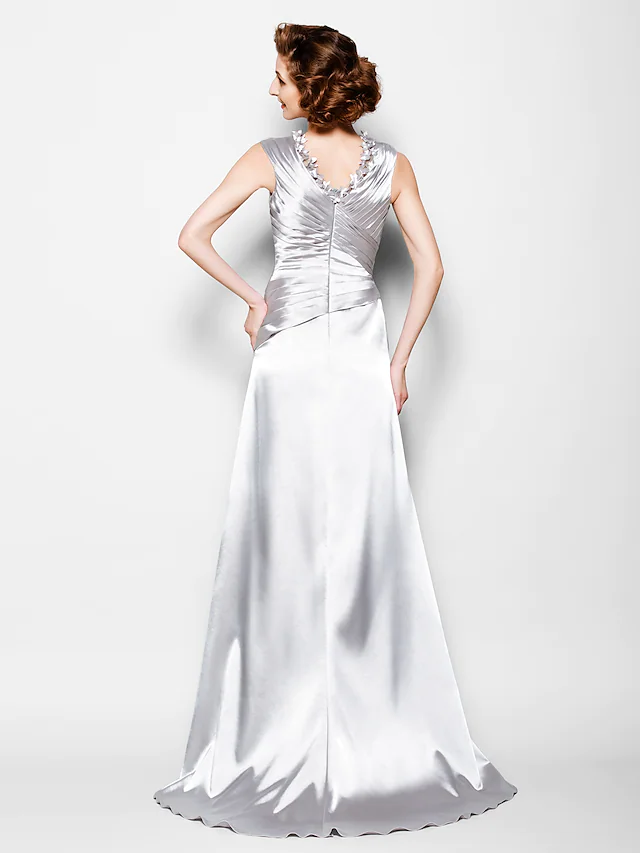 Back view of the A-Line Mother of the Bride dress.