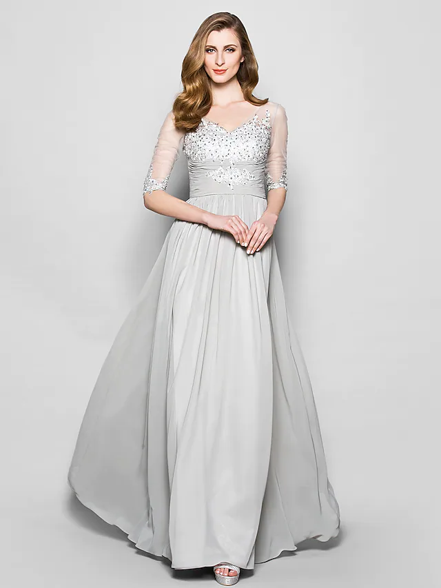 Back view of the elegant A-line dress, showcasing the silhouette and fabric.