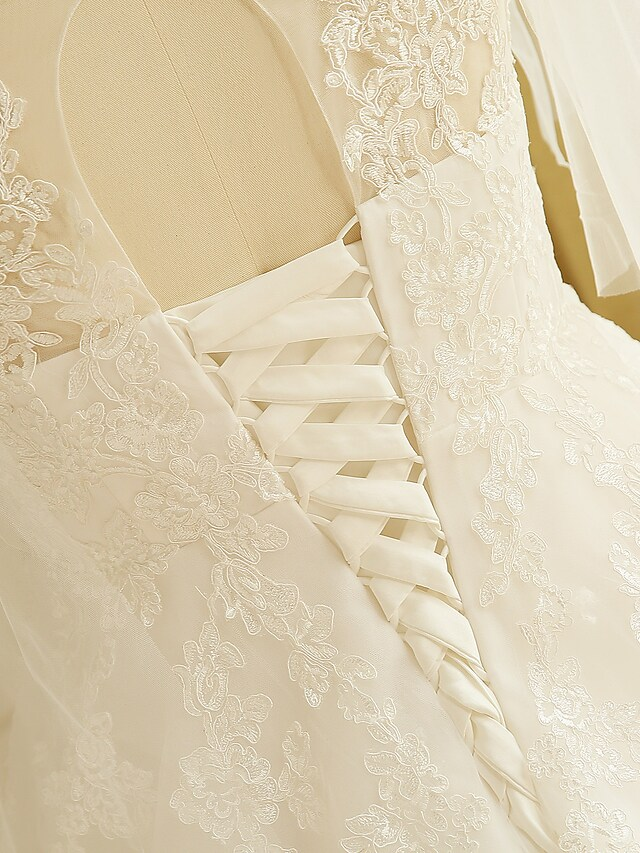 Another angle of the A-Line V-Neck half sleeve wedding dress, emphasizing its formal design.