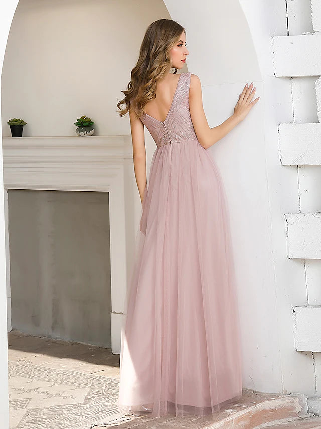 Full view of the elegant satin gown, ideal for formal occasions.