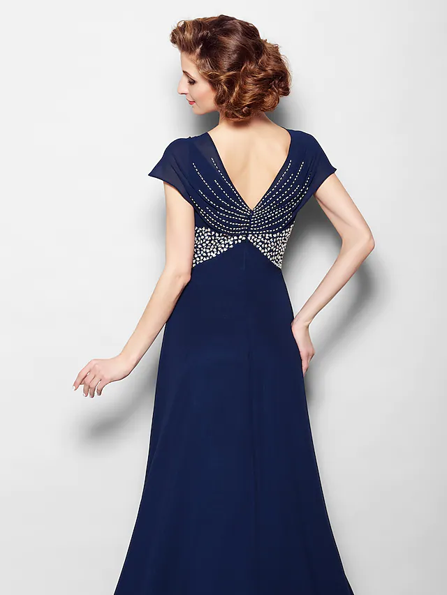 Full length view of the georgette A-line dress.