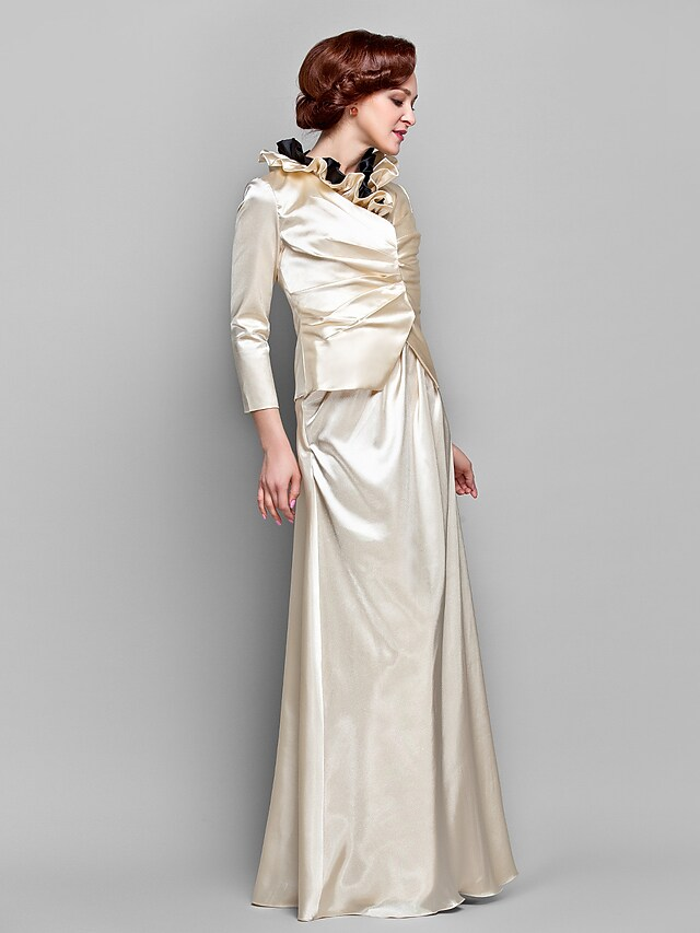 Back view of floor-length Mother of the Bride gown.