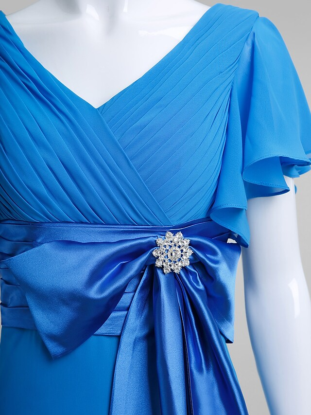 Back view of blue Mother of the Bride gown.