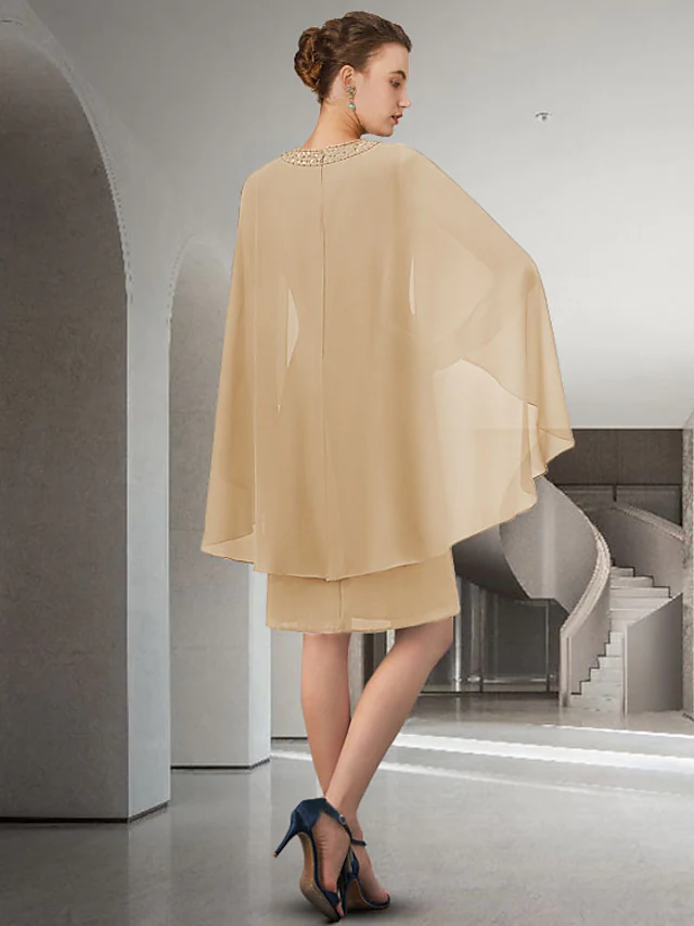Elegant chiffon Mother of the Bride dress.