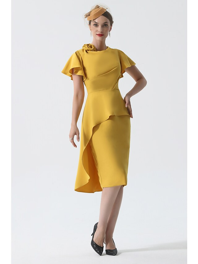 Full view of the Mother of the Bride gown in stretch satin.