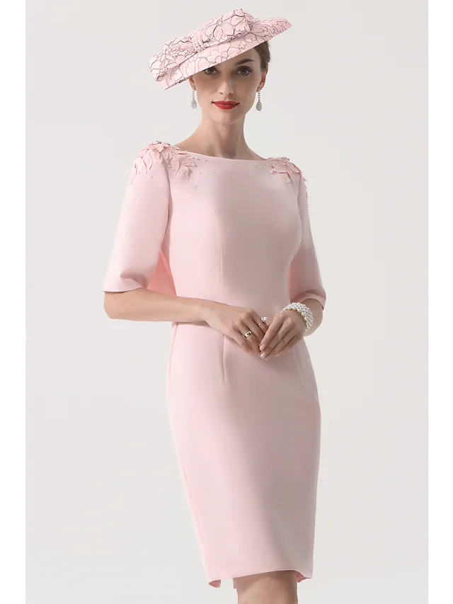 Side view of Mother of the Bride dress with half sleeves.