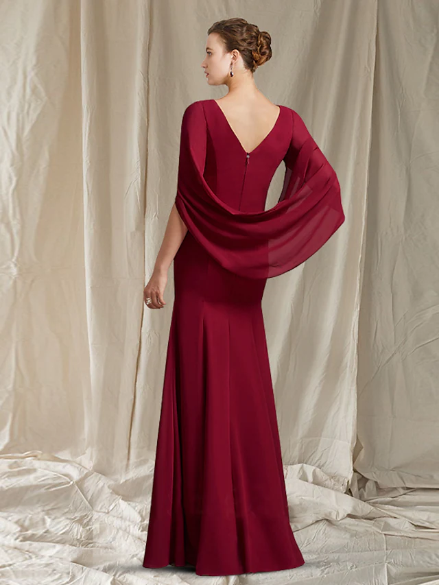 Chiffon Mother of the Bride gown with ruched details.