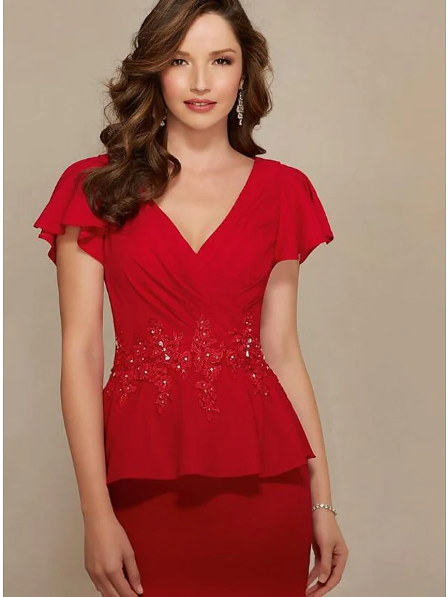 Back view of the elegant Mother of the Bride dress with ruched details.