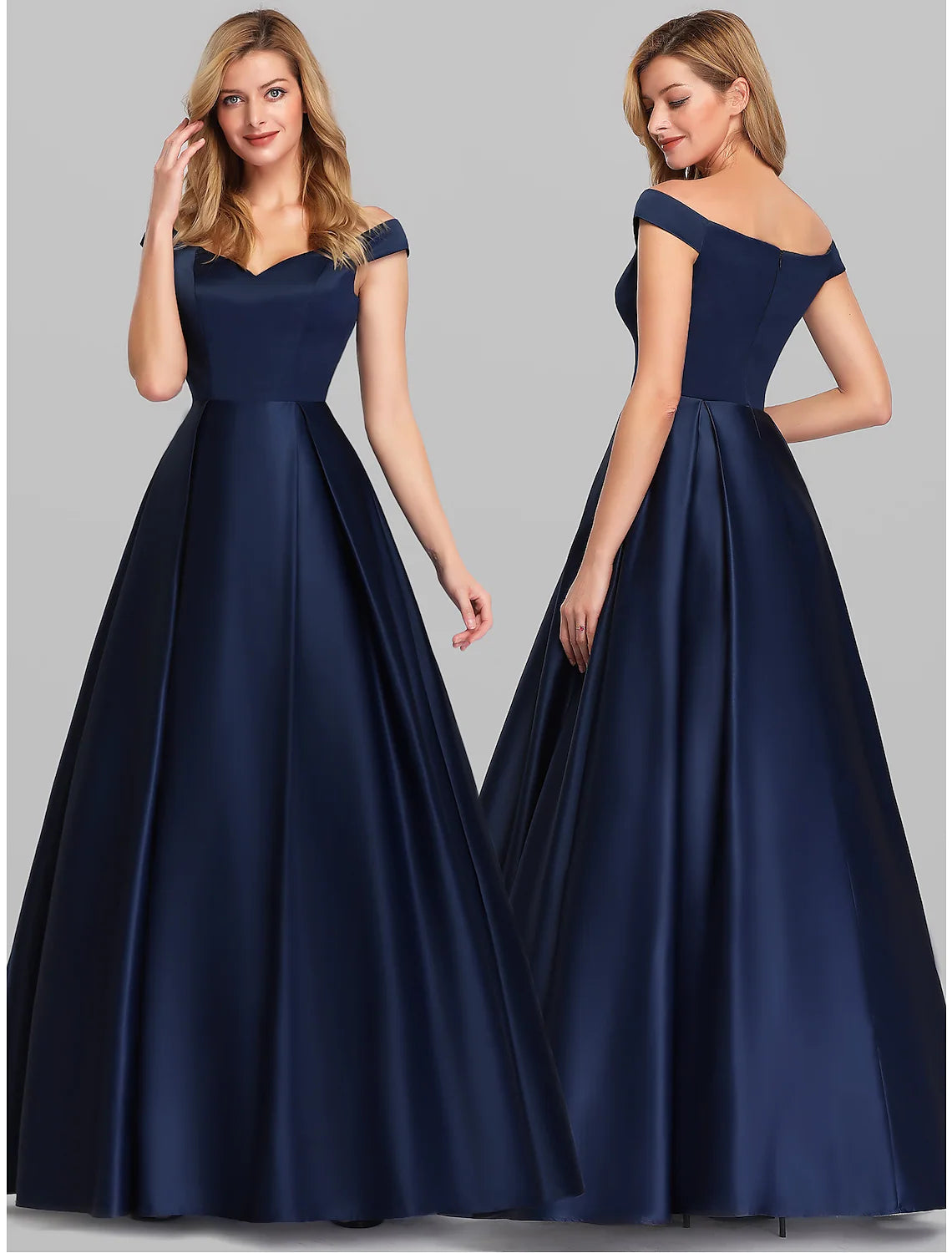 Detailed view of the satin fabric and pleats on the elegant dress.