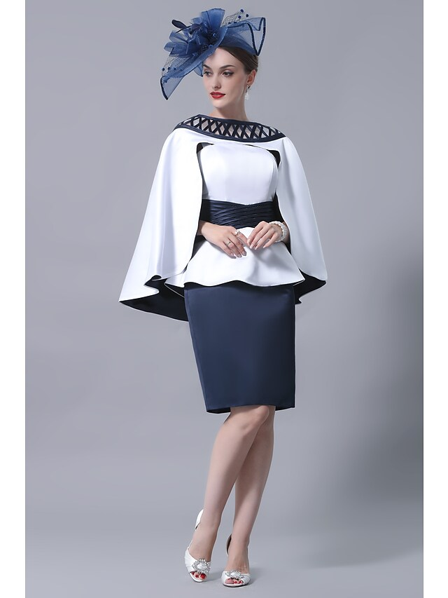 Woman wearing a vintage-style plus size satin dress.